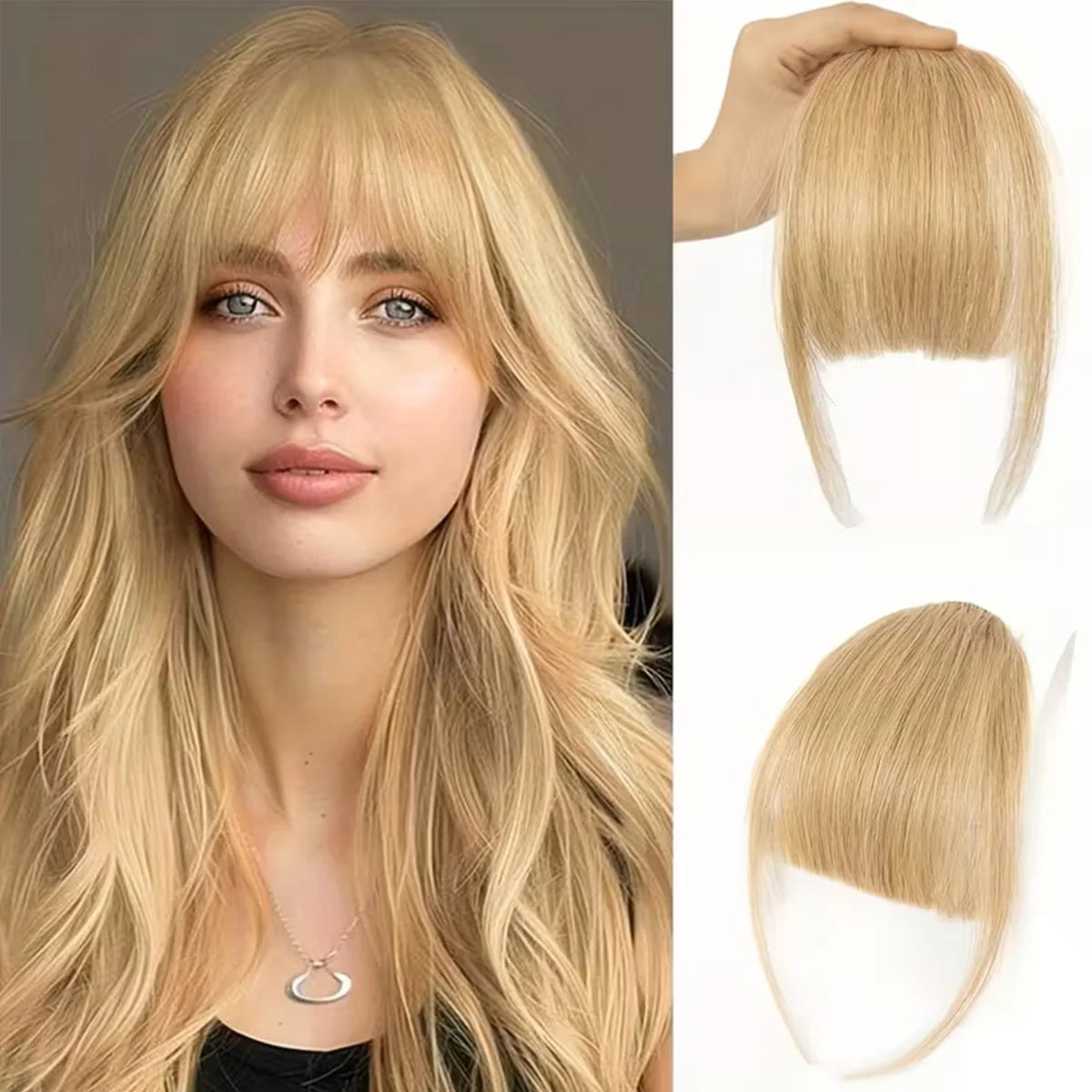 Wispy French Human Hair Bangs Clip on Light Air Bangs for Women Daily Use Black,Brown,Burg,Blond Color Bangs Hair Extensions