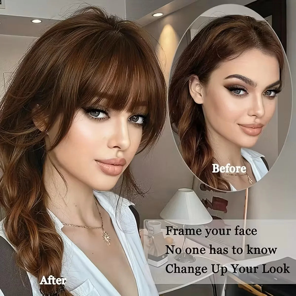 Wispy French Human Hair Bangs Clip on Light Air Bangs for Women Daily Use Black,Brown,Burg,Blond Color Bangs Hair Extensions