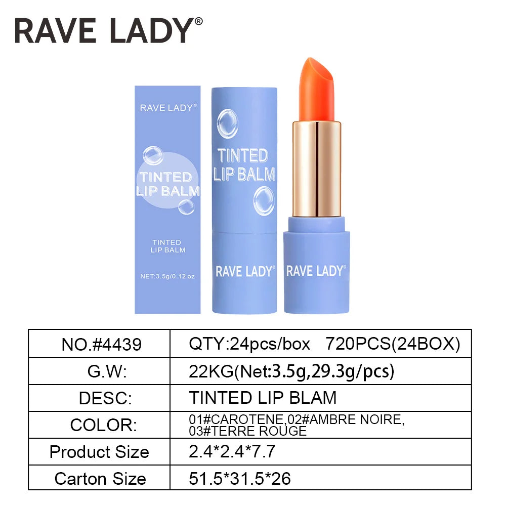 Rave Lady Tinted Lip Balm Long-lasting Moisturizing Color Changing Lipstick Care Repair Dry Temperature Change Makeup Lip Mask