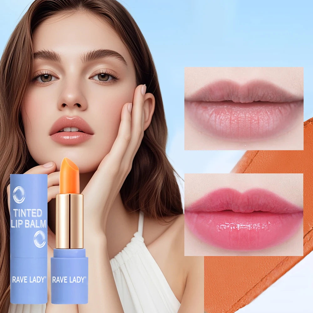 Rave Lady Tinted Lip Balm Long-lasting Moisturizing Color Changing Lipstick Care Repair Dry Temperature Change Makeup Lip Mask