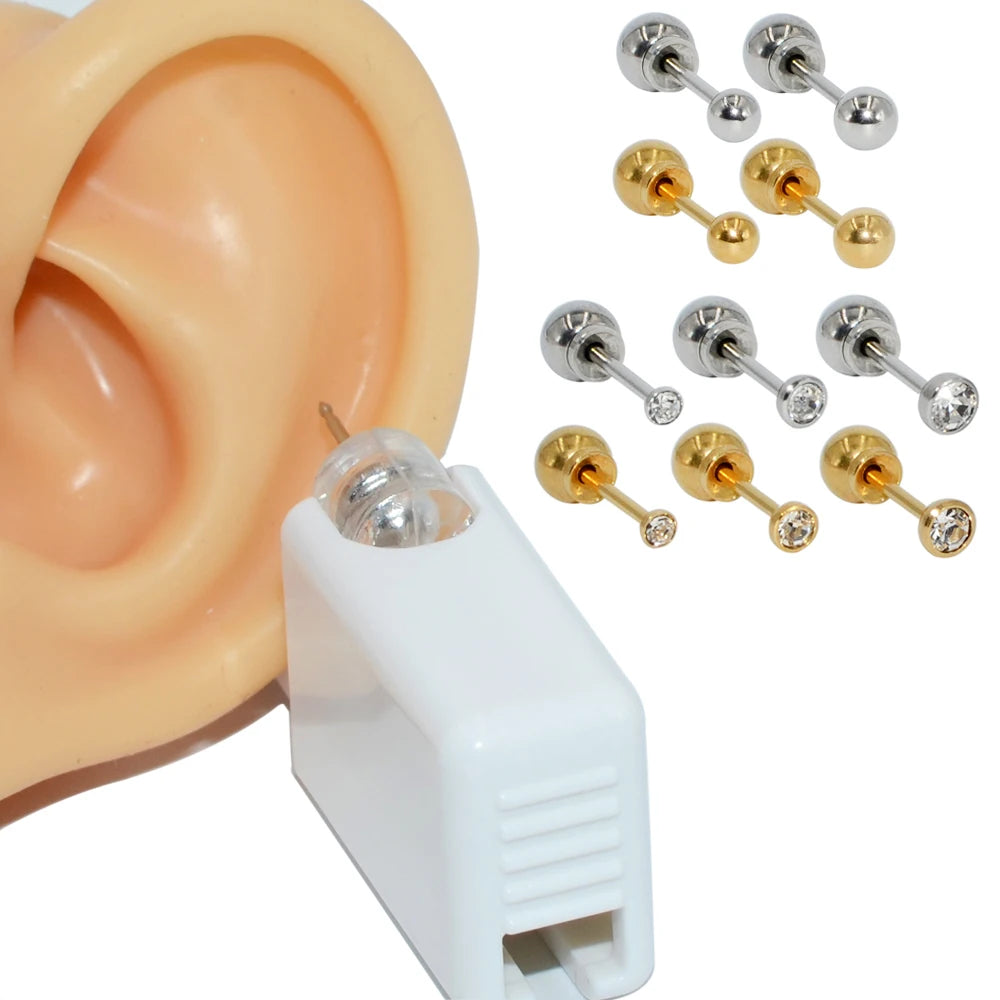 1PC 316L Surgical Steel Ear Stud Disposable Sterile Piercing Stud with Safe Ball Buckle Set Piercing Gun Body Piercing Jewelry