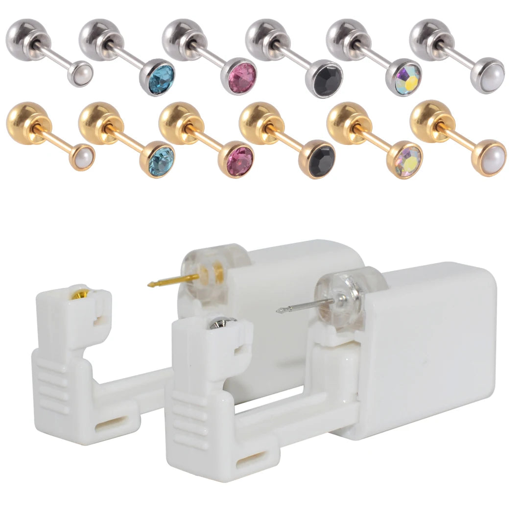 1PC 316L Surgical Steel Ear Stud Disposable Sterile Piercing Stud with Safe Ball Buckle Set Piercing Gun Body Piercing Jewelry