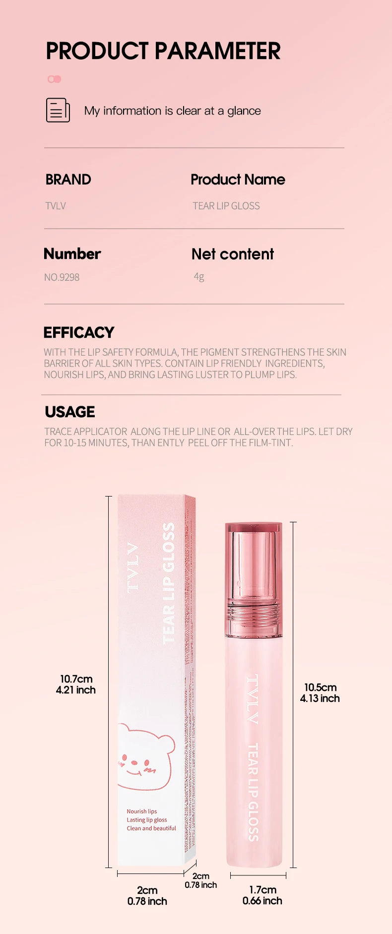 TVLV Peel Off Tear Lip Gloss 2 In 1 Lip Liner & Lip Stain Tattoo, Waterproof Long Lasting Transferproof Matte Lip Tint Cosmetic Makeup