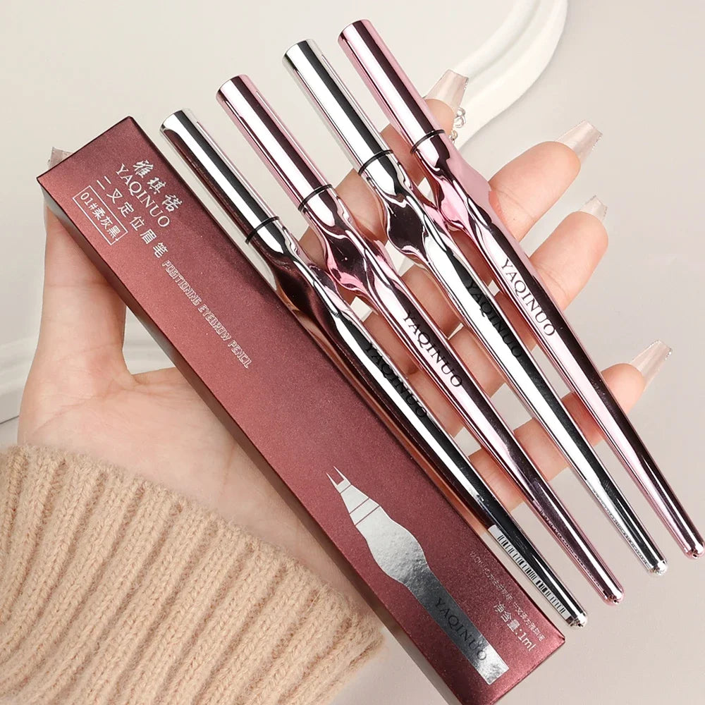 Ultra-fine 2 Point Silver Eyebrow Pen Liquid Wild Eyebrow Tattoo Waterproof 2 Fork Silkworm Brow Pencil Easy To Grip Eye Makeup