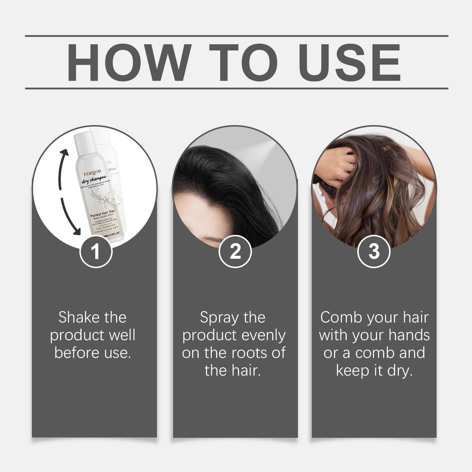 Vanilla Scented Dry Shampoo Spray Oil Absorbing Volumizing Hair Refresh Instant Clean No Water Needed Travel Size 100ml