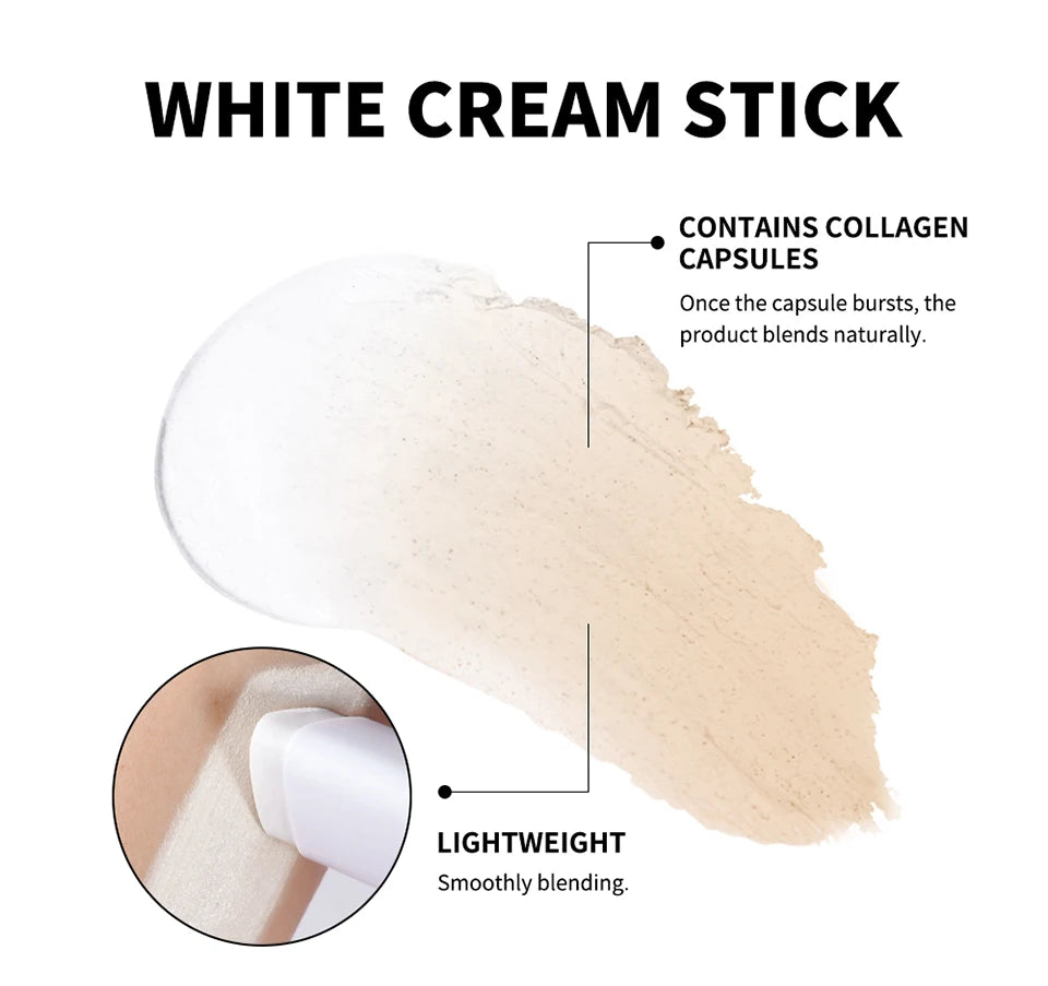 Lakerain Color Changing Foundation Stick Full Coverage Matte Finish Dual-Ended Brush & Stick Waterproof Smooth Foundation Makeup