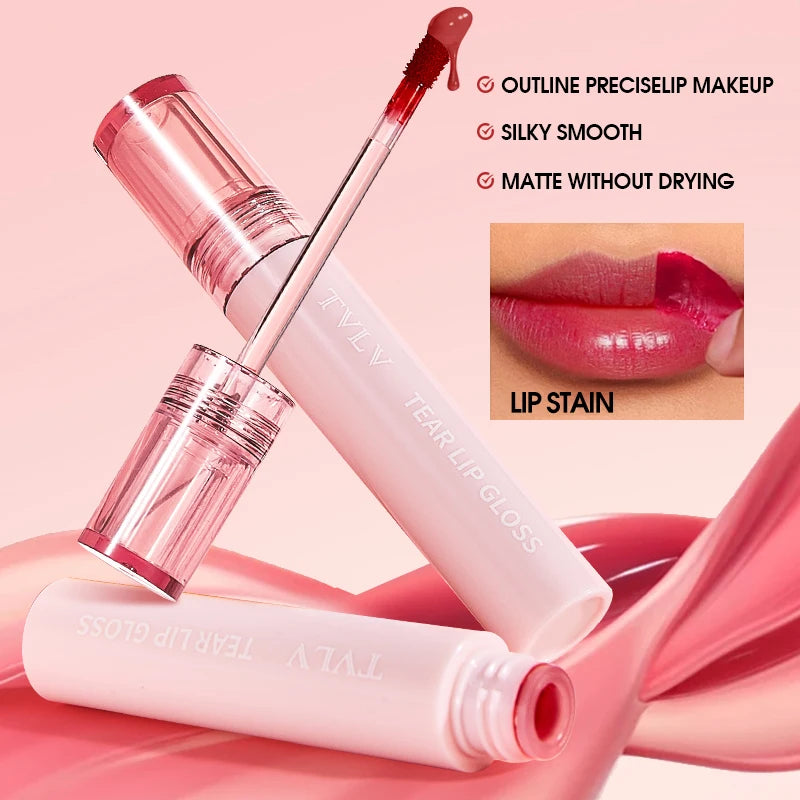 TVLV Peel Off Tear Lip Gloss 2 In 1 Lip Liner & Lip Stain Tattoo, Waterproof Long Lasting Transferproof Matte Lip Tint Cosmetic Makeup