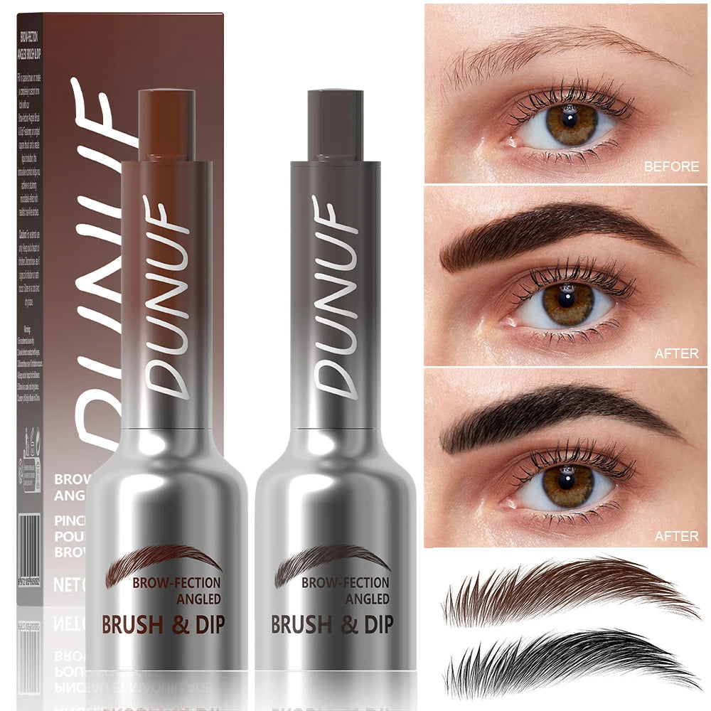 DUNUF 1 Pcs Dual-Prong Brow Pen - Waterproof, Sweat-Resistant, Long-Lasting, Beginner friendly，Slim Design for Flawless Eyebrows