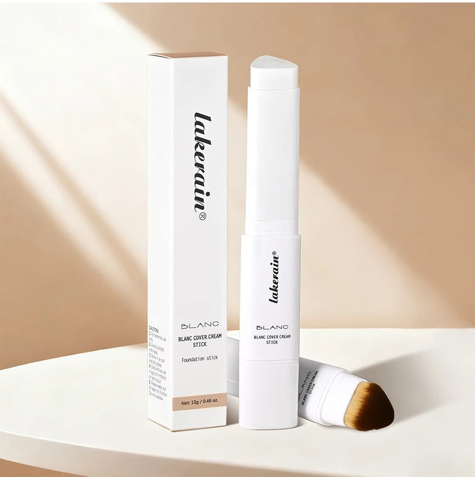Lakerain Color Changing Foundation Stick Full Coverage Matte Finish Dual-Ended Brush & Stick Waterproof Smooth Foundation Makeup