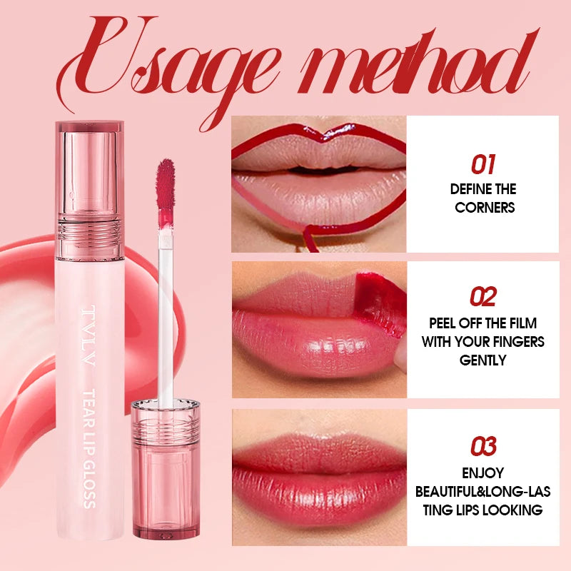TVLV Peel Off Tear Lip Gloss 2 In 1 Lip Liner & Lip Stain Tattoo, Waterproof Long Lasting Transferproof Matte Lip Tint Cosmetic Makeup