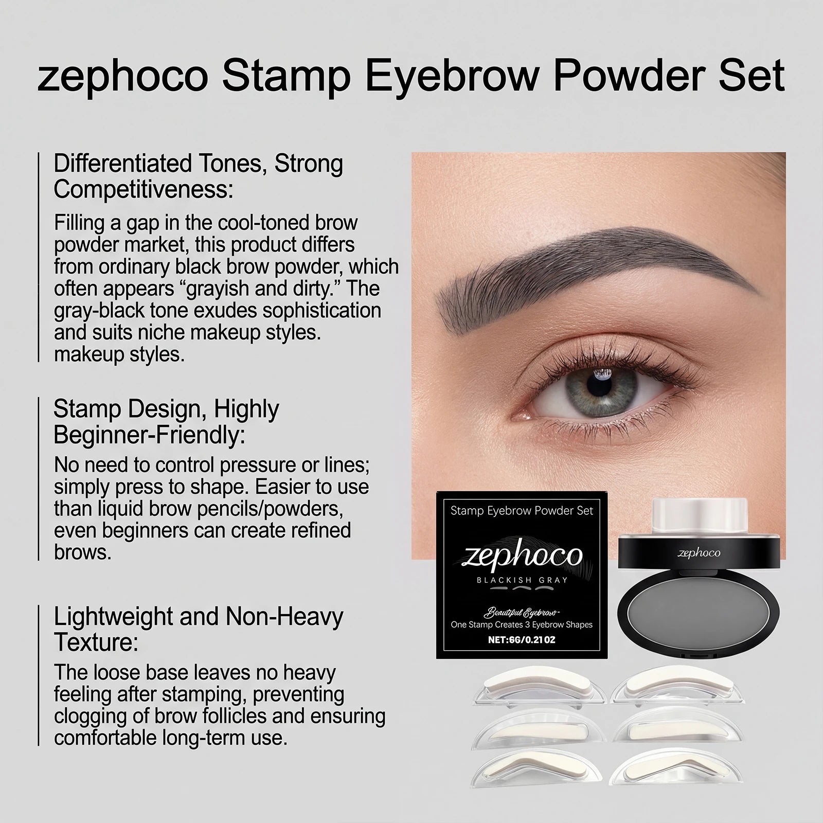 Eyebrow Stamp Waterproof Brow Powder Kit Cool Grey Black Natural Stereo Eyebrow Shaping Eye Brow Stamp Lift Eyebrow Stencil