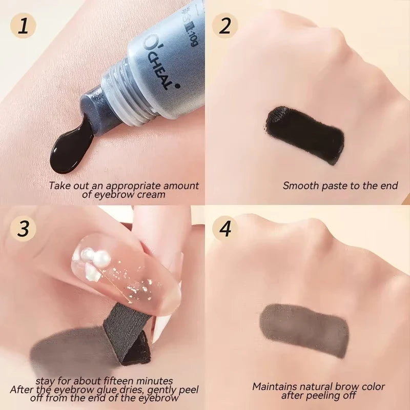 Eyebrow Gel Peel Off Natural Tinting Tattoo Waterproof Long Lasting Eye Cream Coloring Eyebrow Glue Quick Dry Brow Makeup