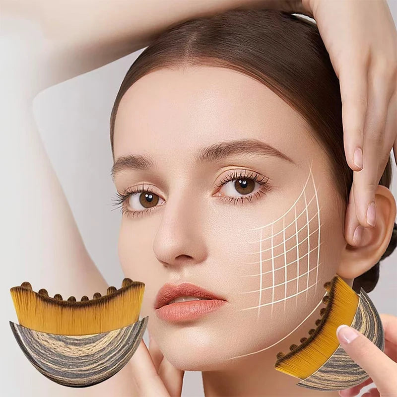 Bristle Lymphatic Contour Face Brush WIth CaseDry Brushing Chin Sculpting Lymphatic Drainage Massager For Face Skin Massage Tool