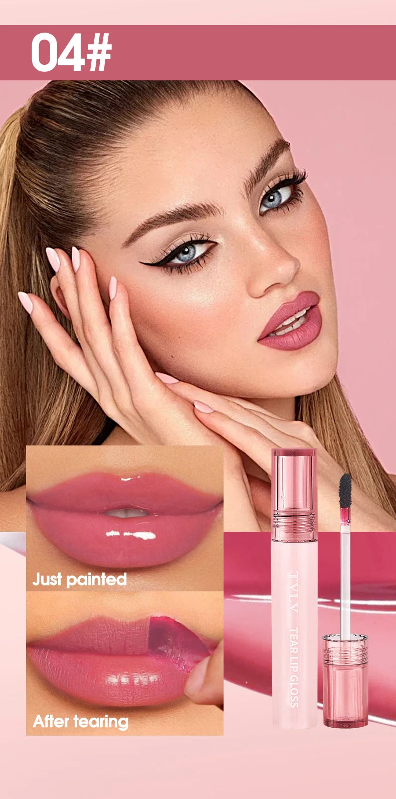TVLV Peel Off Tear Lip Gloss 2 In 1 Lip Liner & Lip Stain Tattoo, Waterproof Long Lasting Transferproof Matte Lip Tint Cosmetic Makeup