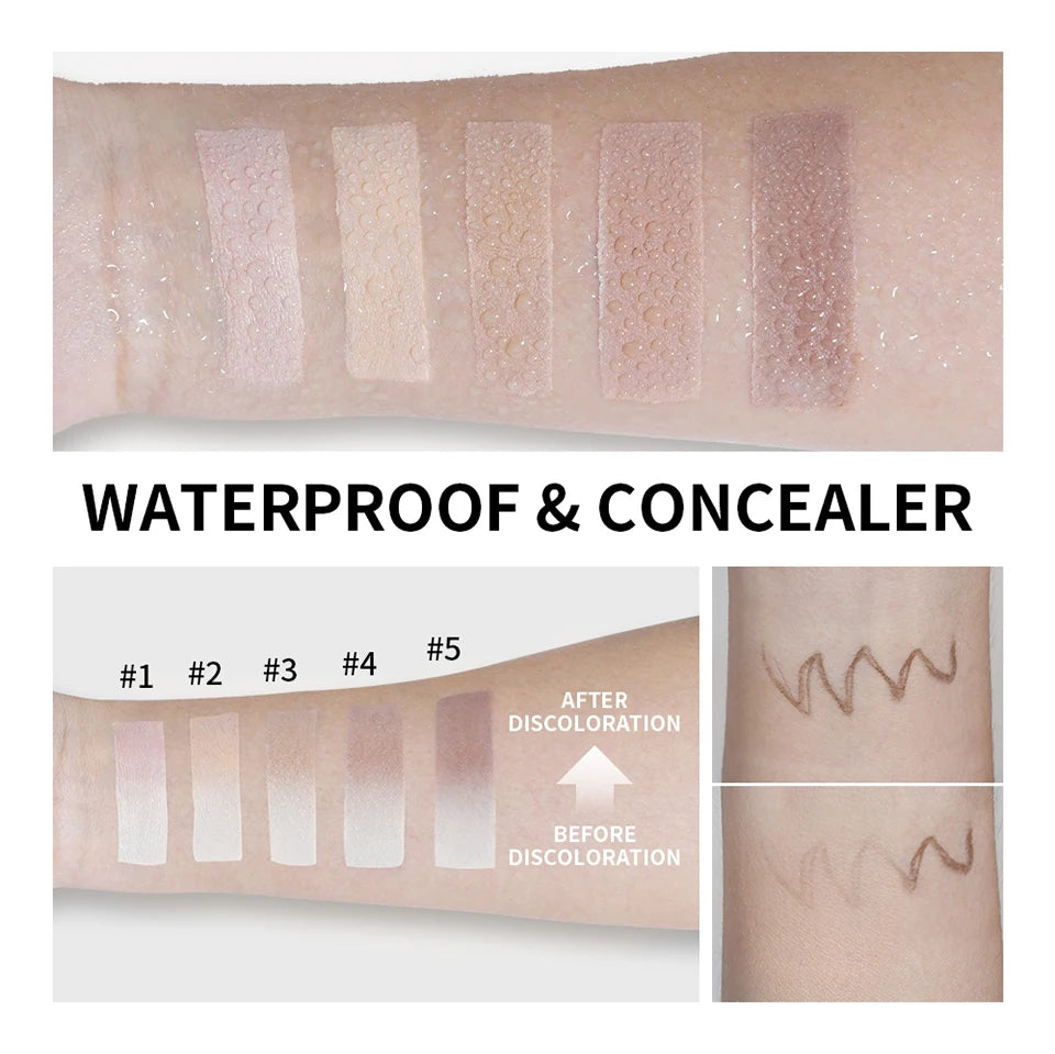Lakerain Color Changing Foundation Stick Full Coverage Matte Finish Dual-Ended Brush & Stick Waterproof Smooth Foundation Makeup