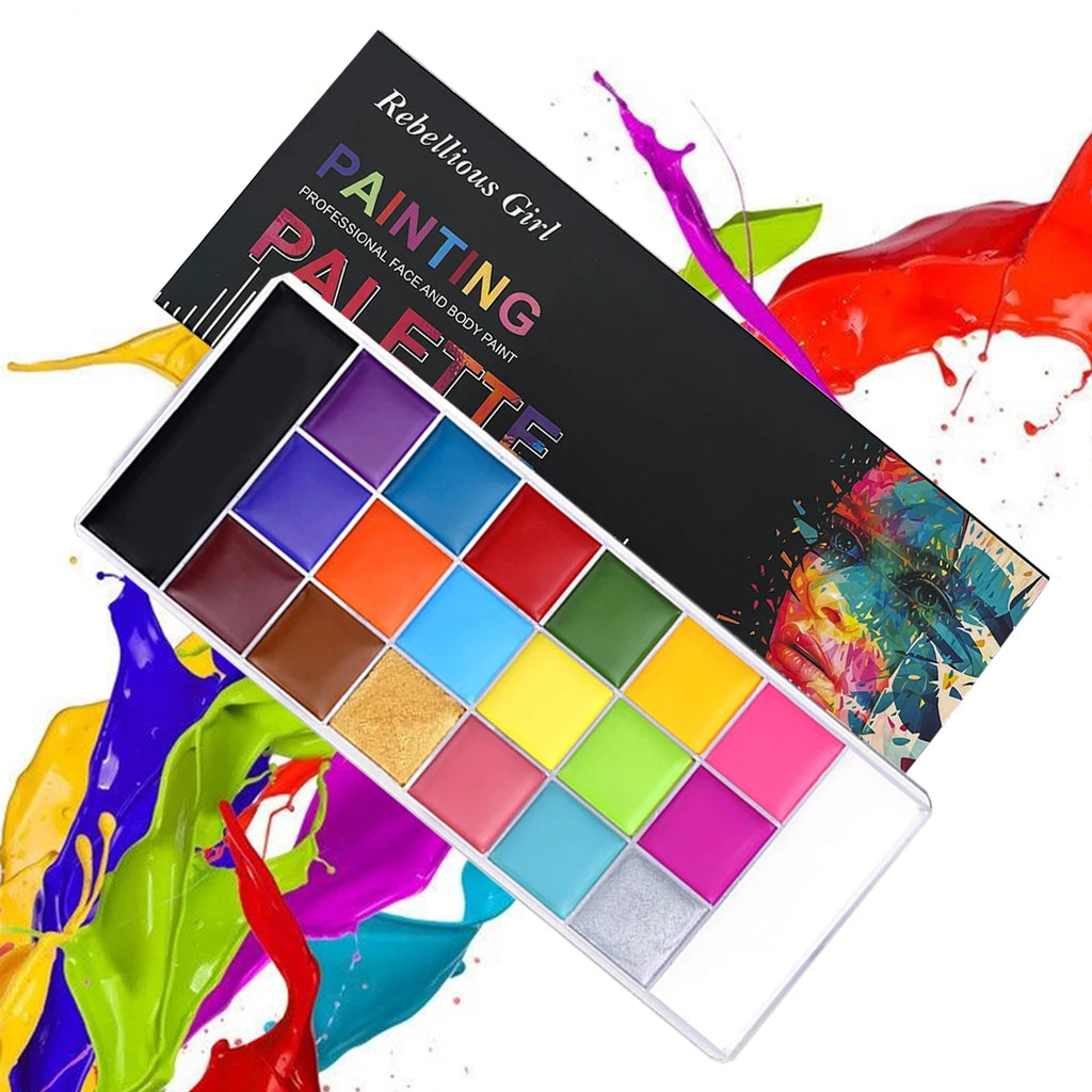 20 Color Face & Body Paint Palette,Long Lasting Safe Halloween Oil Body Painting Pigments for Face Body SFX Cosplay Performance