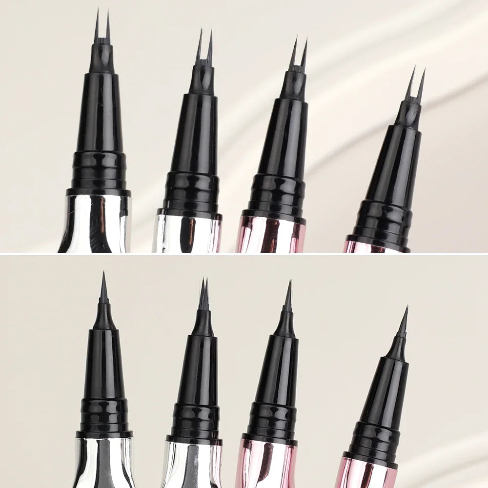 Ultra-fine 2 Point Silver Eyebrow Pen Liquid Wild Eyebrow Tattoo Waterproof 2 Fork Silkworm Brow Pencil Easy To Grip Eye Makeup