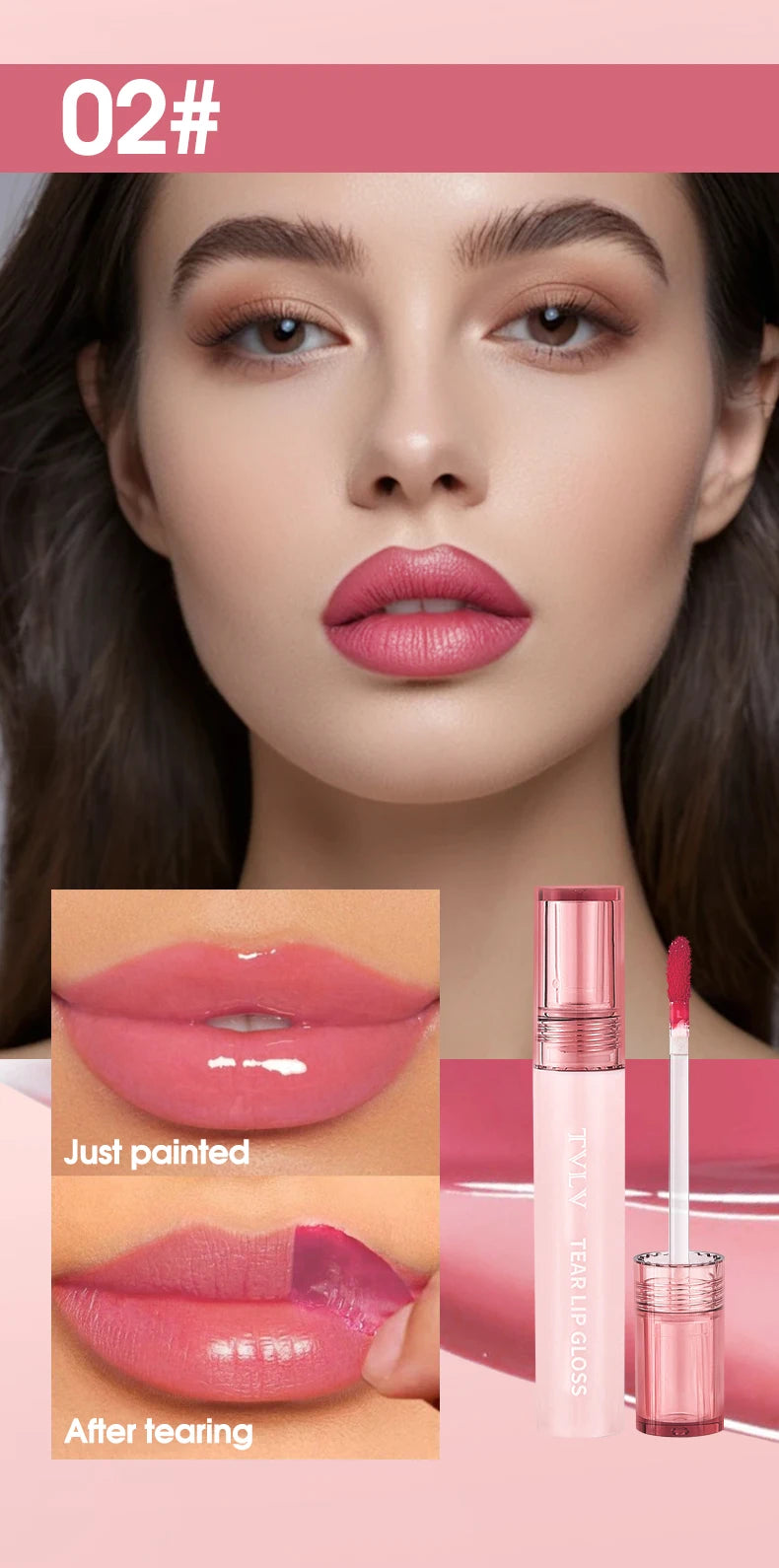 TVLV Peel Off Tear Lip Gloss 2 In 1 Lip Liner & Lip Stain Tattoo, Waterproof Long Lasting Transferproof Matte Lip Tint Cosmetic Makeup