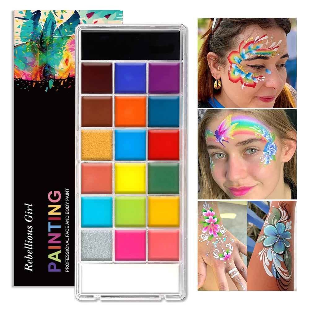 20 Color Face & Body Paint Palette,Long Lasting Safe Halloween Oil Body Painting Pigments for Face Body SFX Cosplay Performance