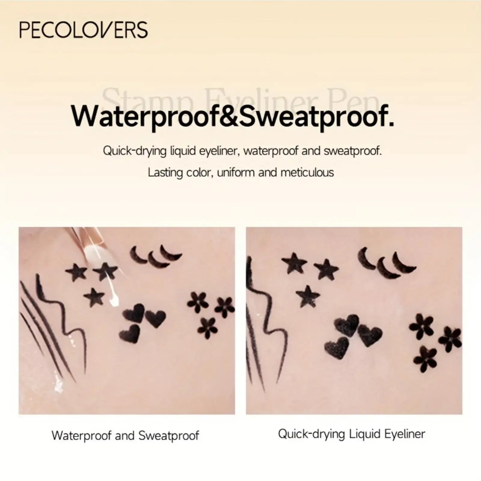 1PC Waterproof Double-headed Eyeliner - Including Star/love/moon Pattern, Quick Drying, Suitable for Beginners and Professionals