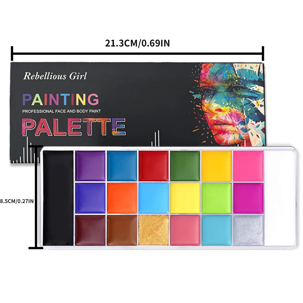 20 Color Face & Body Paint Palette,Long Lasting Safe Halloween Oil Body Painting Pigments for Face Body SFX Cosplay Performance