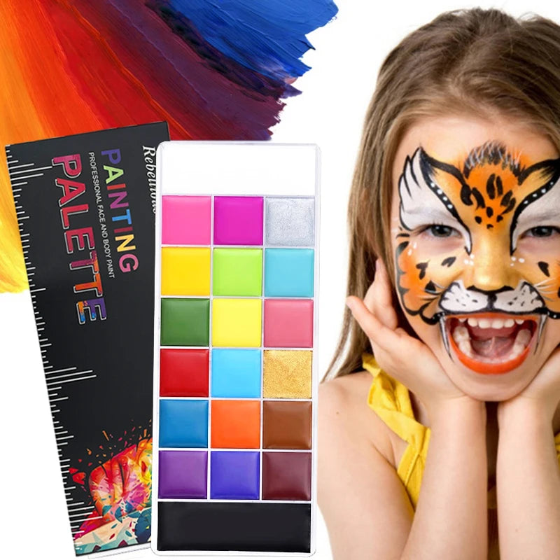 20 Color Face & Body Paint Palette,Long Lasting Safe Halloween Oil Body Painting Pigments for Face Body SFX Cosplay Performance