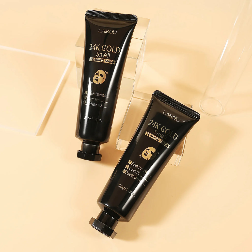 LAIKOU 24K Gold Snail Collagen Peel Off  Tearing Face Mask Deep Cleansing Remove Blackhead Face Care 50g