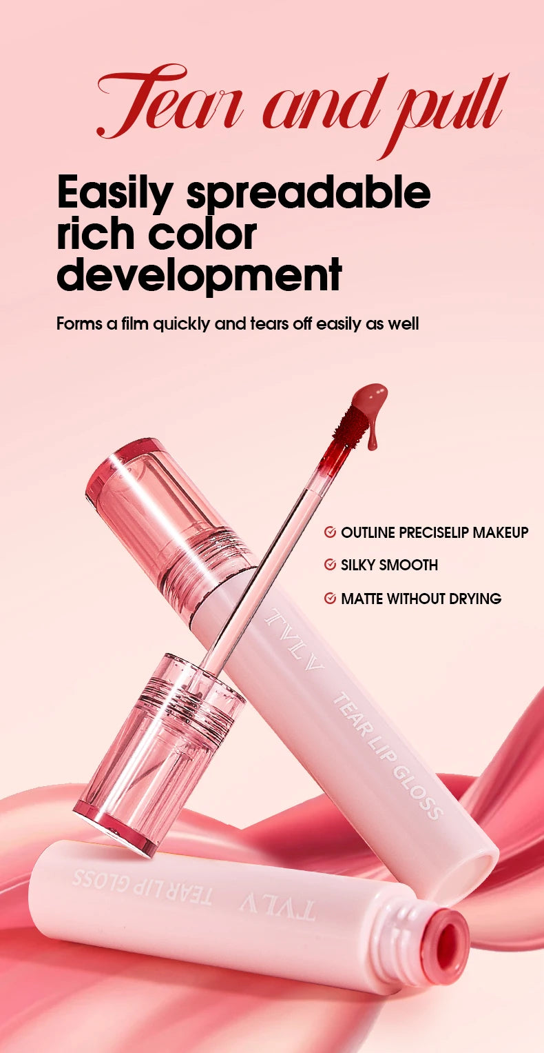 TVLV Peel Off Tear Lip Gloss 2 In 1 Lip Liner & Lip Stain Tattoo, Waterproof Long Lasting Transferproof Matte Lip Tint Cosmetic Makeup