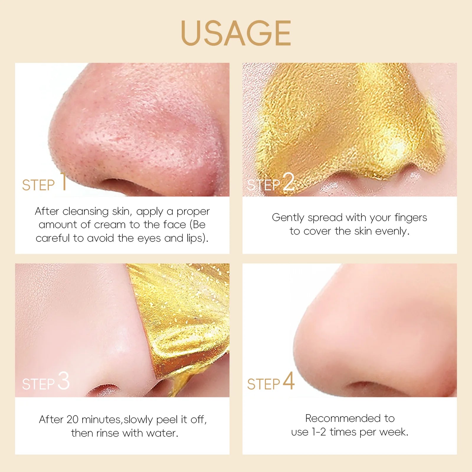 LAIKOU 24K Gold Snail Collagen Peel Off  Tearing Face Mask Deep Cleansing Remove Blackhead Face Care 50g