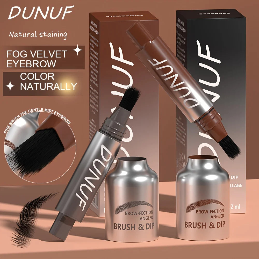 DUNUF 1 Pcs Dual-Prong Brow Pen - Waterproof, Sweat-Resistant, Long-Lasting, Beginner friendly，Slim Design for Flawless Eyebrows