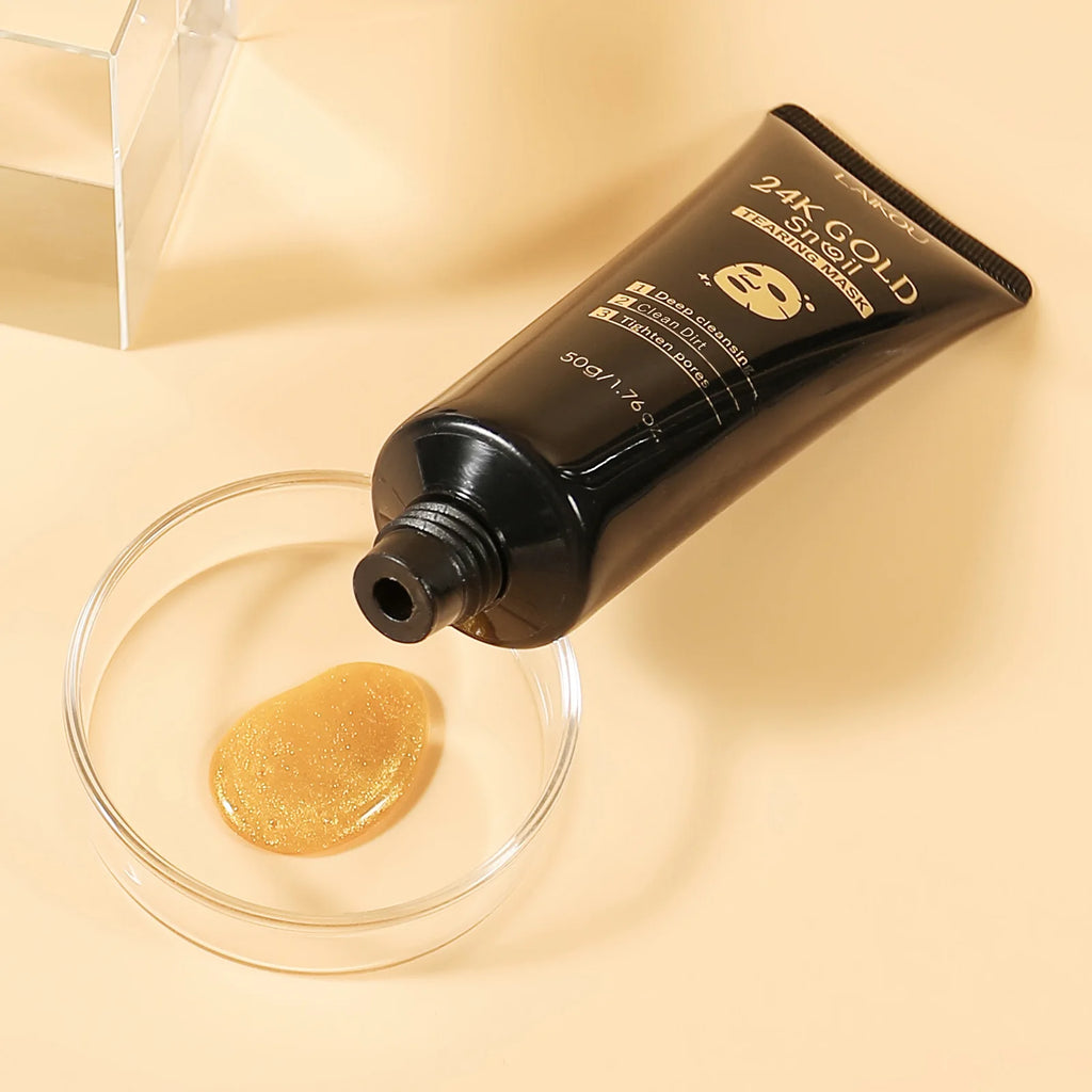 LAIKOU 24K Gold Snail Collagen Peel Off  Tearing Face Mask Deep Cleansing Remove Blackhead Face Care 50g