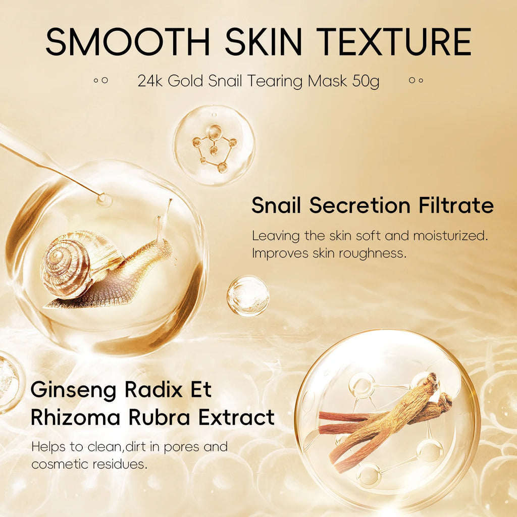 LAIKOU 24K Gold Snail Collagen Peel Off  Tearing Face Mask Deep Cleansing Remove Blackhead Face Care 50g