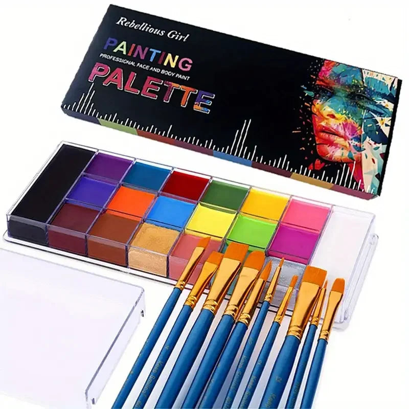 20 Color Face & Body Paint Palette,Long Lasting Safe Halloween Oil Body Painting Pigments for Face Body SFX Cosplay Performance