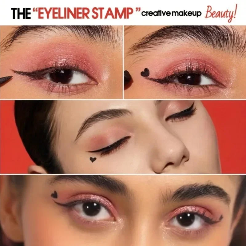 1PC Waterproof Double-headed Eyeliner - Including Star/love/moon Pattern, Quick Drying, Suitable for Beginners and Professionals