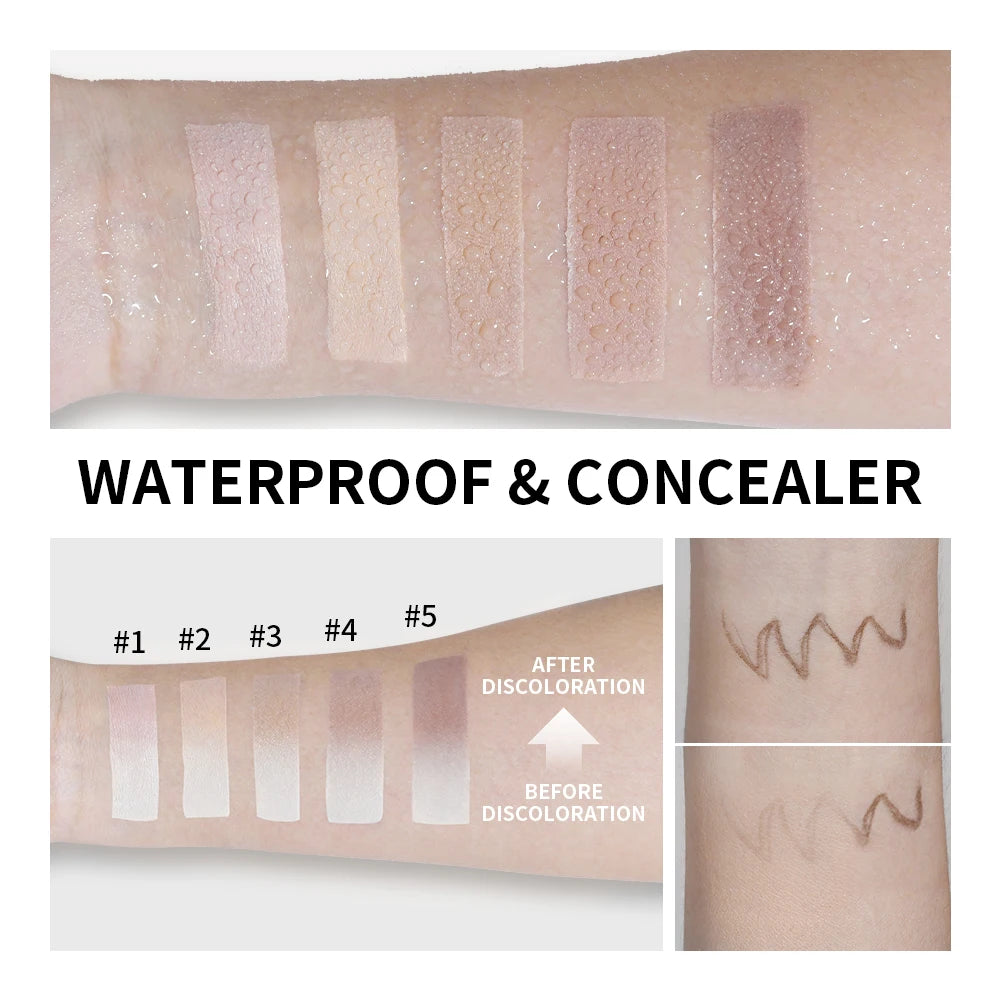 Lakerain Color Changing Foundation Stick Full Coverage Matte Finish Dual-Ended Brush & Stick Waterproof Smooth Foundation Makeup