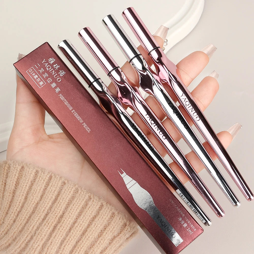 Ultra-fine 2 Point Silver Eyebrow Pen Liquid Wild Eyebrow Tattoo Waterproof 2 Fork Silkworm Brow Pencil Easy To Grip Eye Makeup