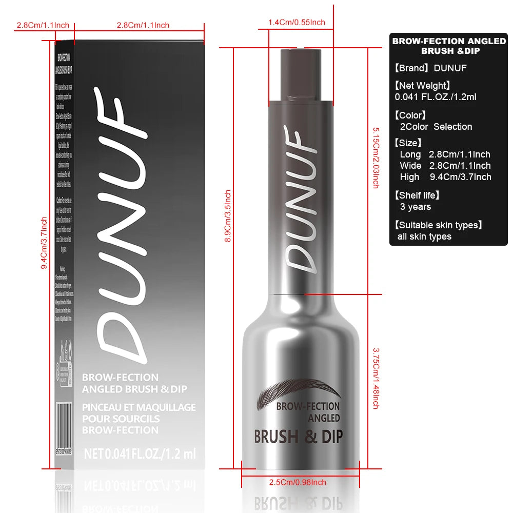 DUNUF 1 Pcs Dual-Prong Brow Pen - Waterproof, Sweat-Resistant, Long-Lasting, Beginner friendly，Slim Design for Flawless Eyebrows