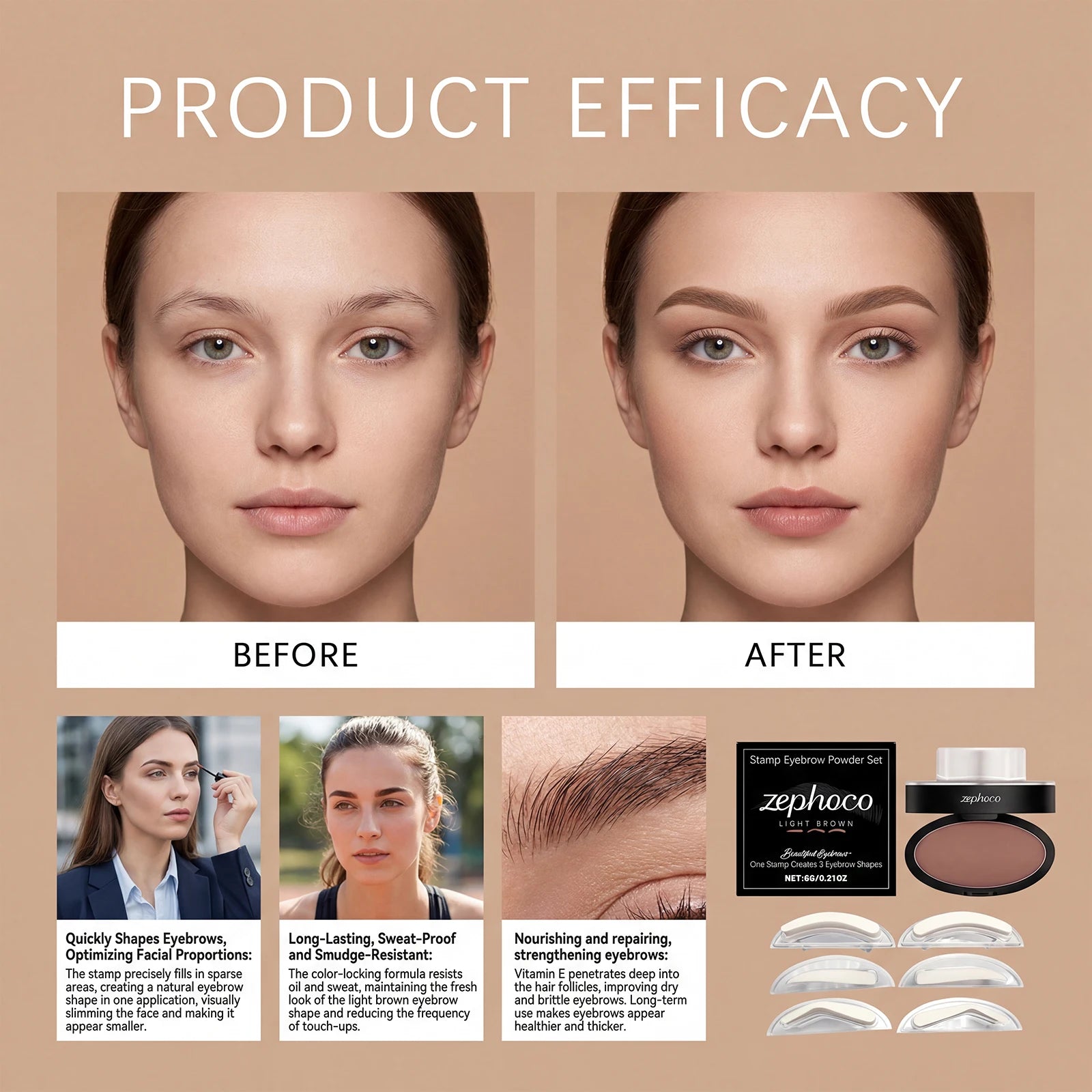 Eyebrow Stamp Waterproof Brow Powder Kit Cool Grey Black Natural Stereo Eyebrow Shaping Eye Brow Stamp Lift Eyebrow Stencil