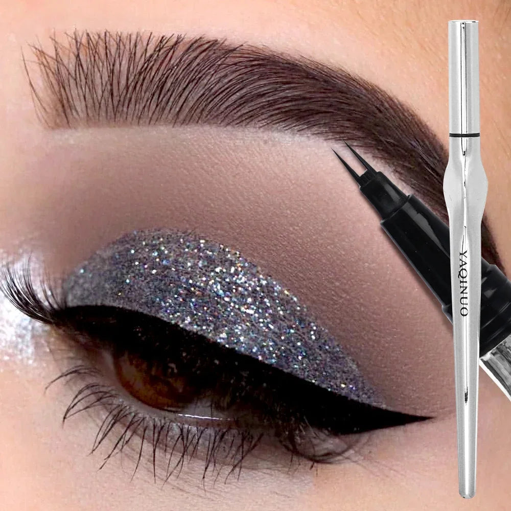 Ultra-fine 2 Point Silver Eyebrow Pen Liquid Wild Eyebrow Tattoo Waterproof 2 Fork Silkworm Brow Pencil Easy To Grip Eye Makeup