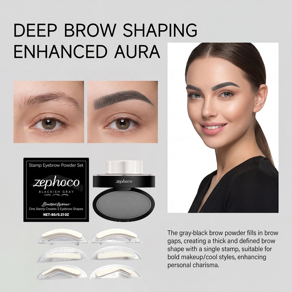 Eyebrow Stamp Waterproof Brow Powder Kit Cool Grey Black Natural Stereo Eyebrow Shaping Eye Brow Stamp Lift Eyebrow Stencil
