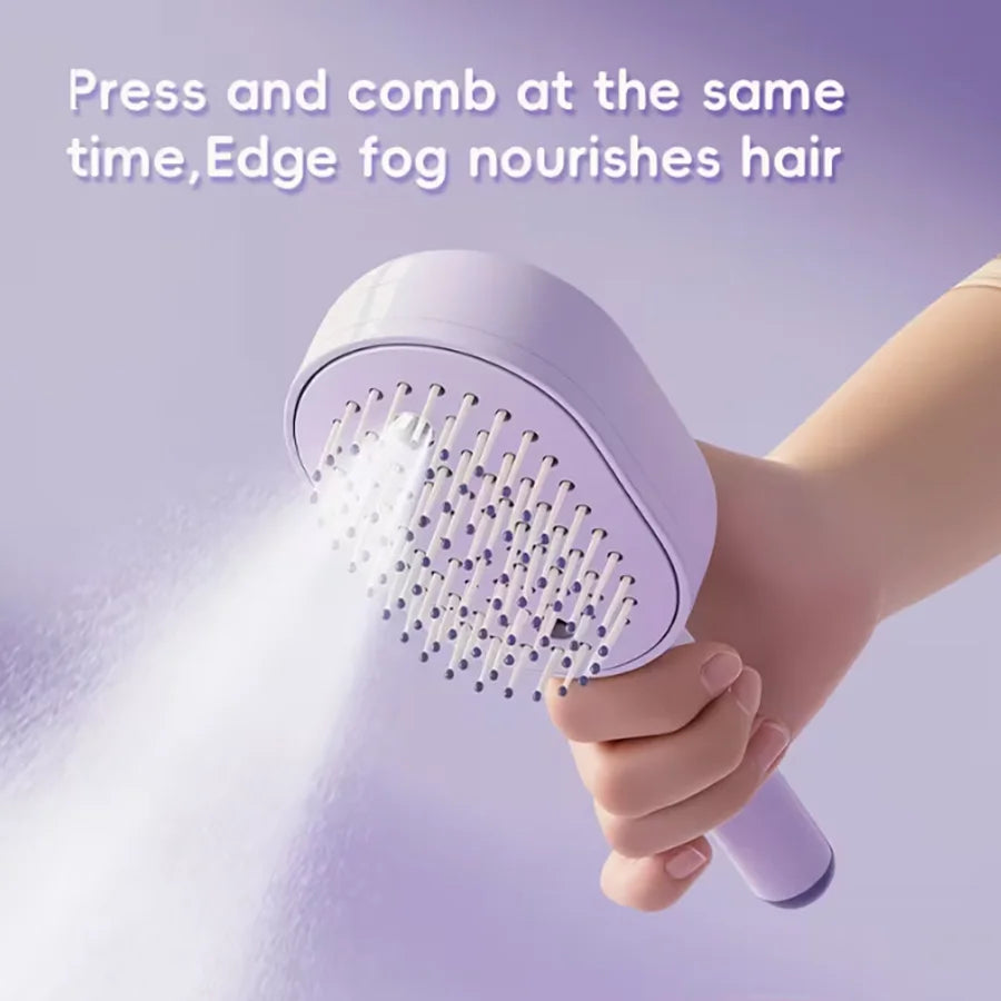 Electric Steam Hair Brush, Ionic Hydrating Detangling Brush, Portable Anti-Frizz Smoothing Tool for All Hair Types