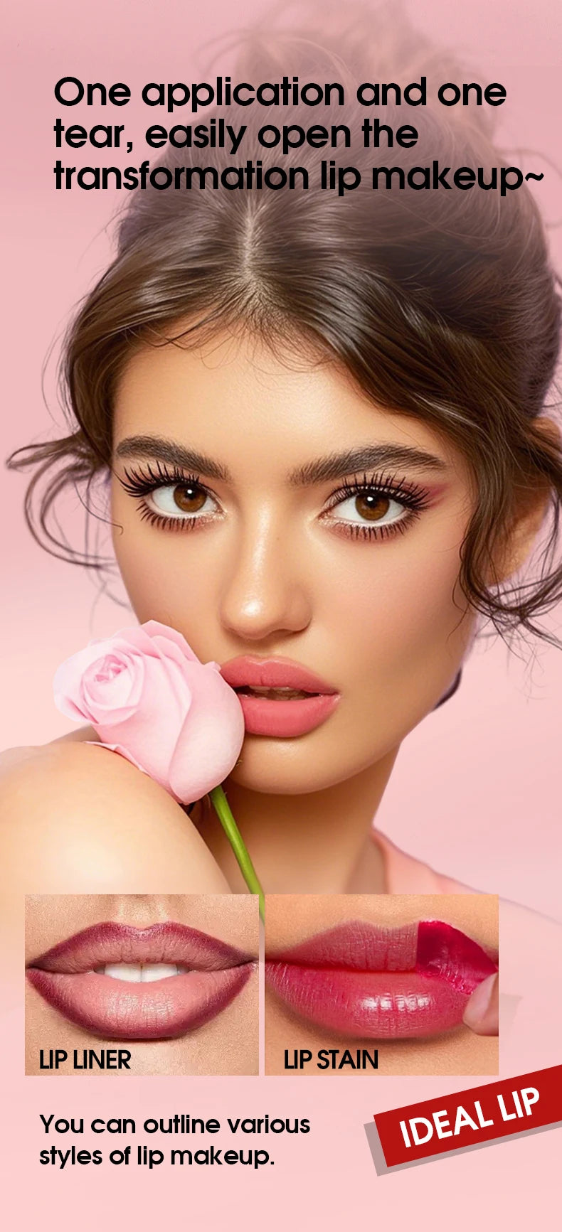 TVLV Peel Off Tear Lip Gloss 2 In 1 Lip Liner & Lip Stain Tattoo, Waterproof Long Lasting Transferproof Matte Lip Tint Cosmetic Makeup