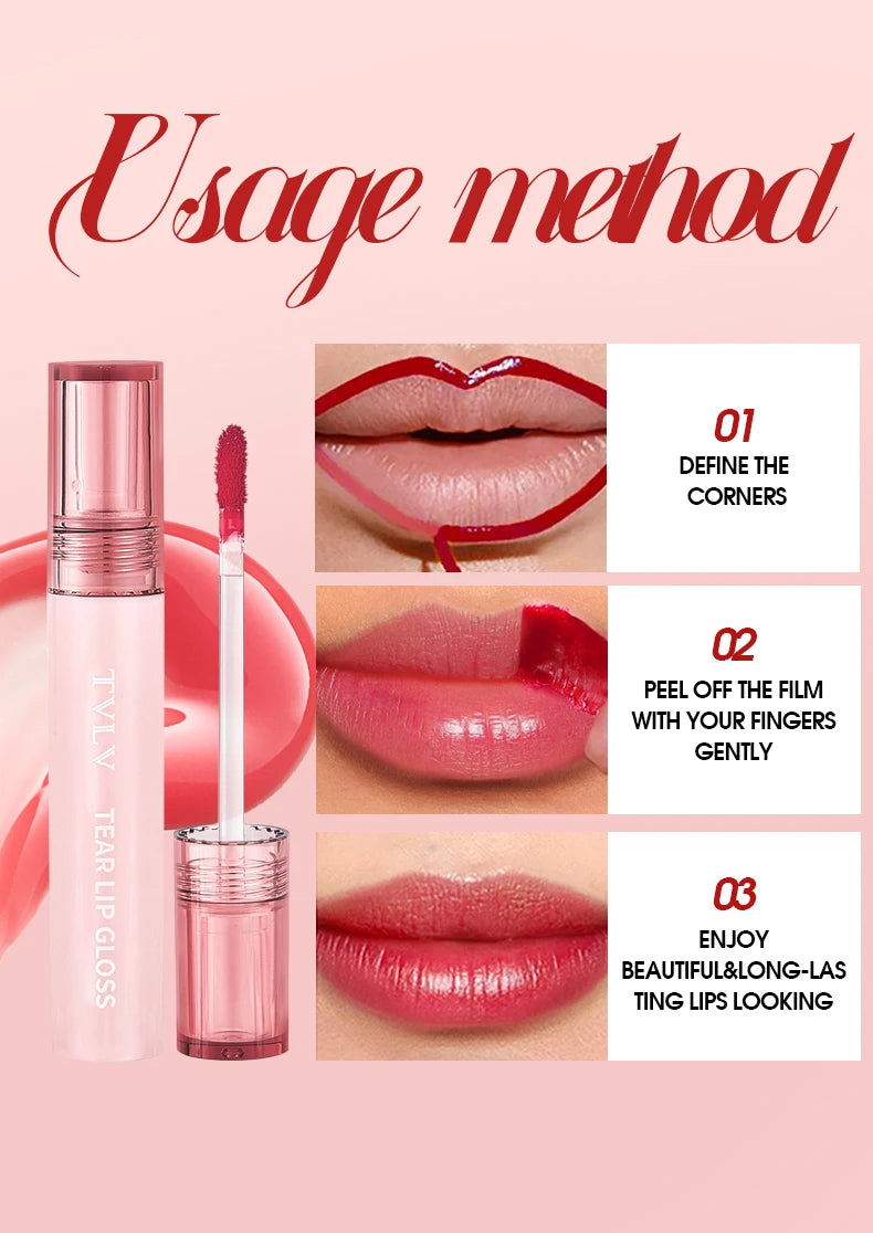 TVLV Peel Off Tear Lip Gloss 2 In 1 Lip Liner & Lip Stain Tattoo, Waterproof Long Lasting Transferproof Matte Lip Tint Cosmetic Makeup