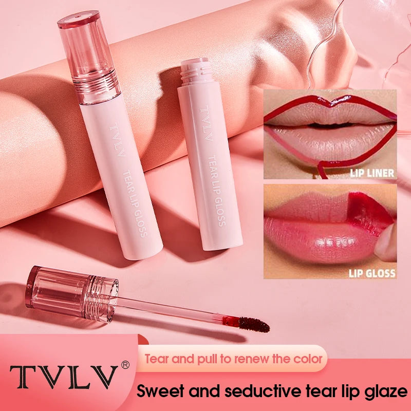 TVLV Peel Off Tear Lip Gloss 2 In 1 Lip Liner & Lip Stain Tattoo, Waterproof Long Lasting Transferproof Matte Lip Tint Cosmetic Makeup