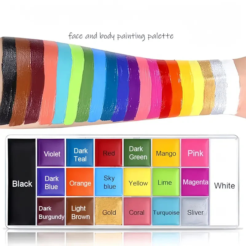 20 Color Face & Body Paint Palette,Long Lasting Safe Halloween Oil Body Painting Pigments for Face Body SFX Cosplay Performance