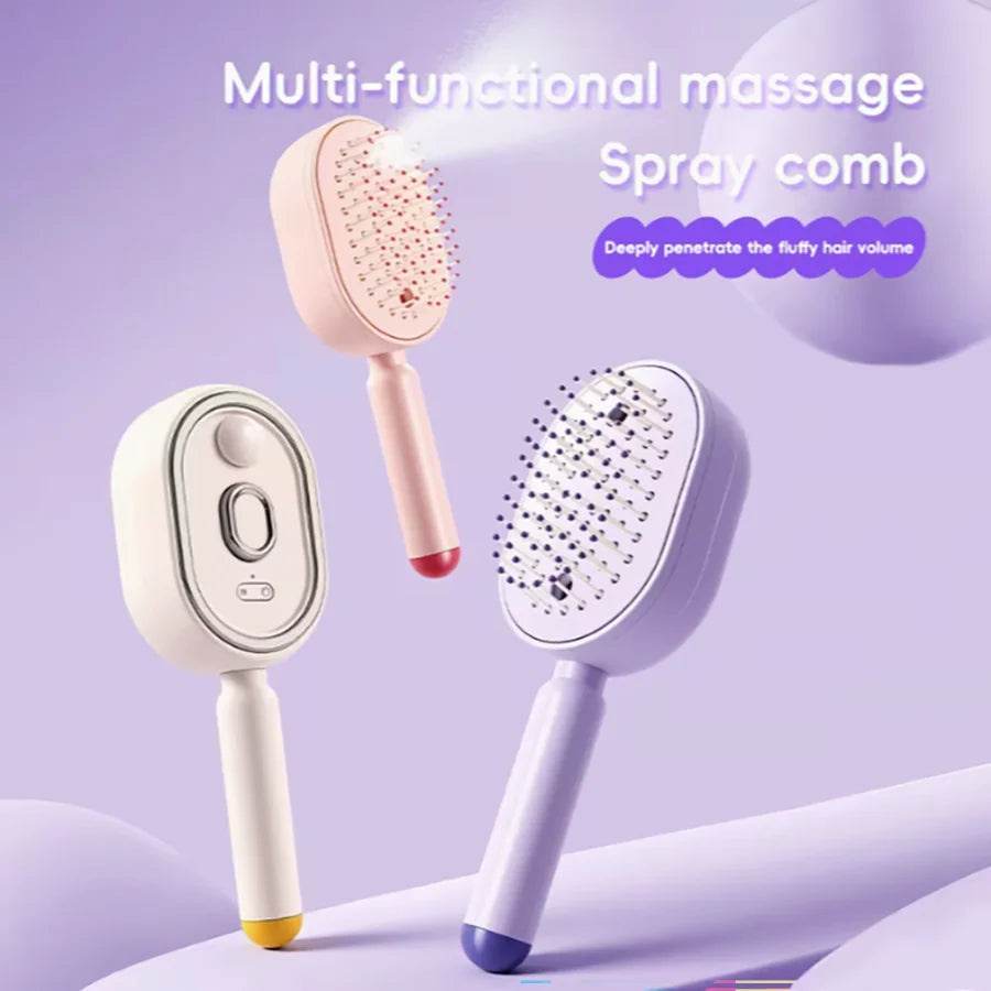 Electric Steam Hair Brush, Ionic Hydrating Detangling Brush, Portable Anti-Frizz Smoothing Tool for All Hair Types