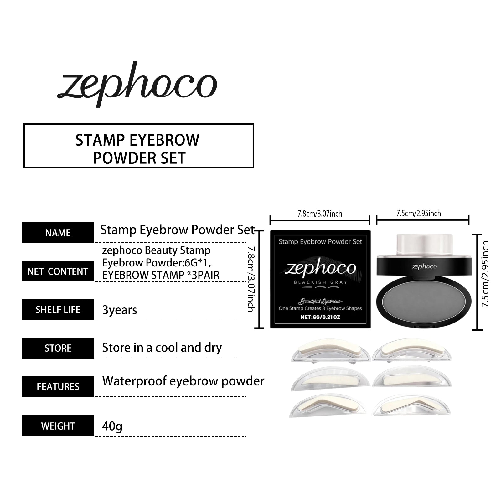 Eyebrow Stamp Waterproof Brow Powder Kit Cool Grey Black Natural Stereo Eyebrow Shaping Eye Brow Stamp Lift Eyebrow Stencil