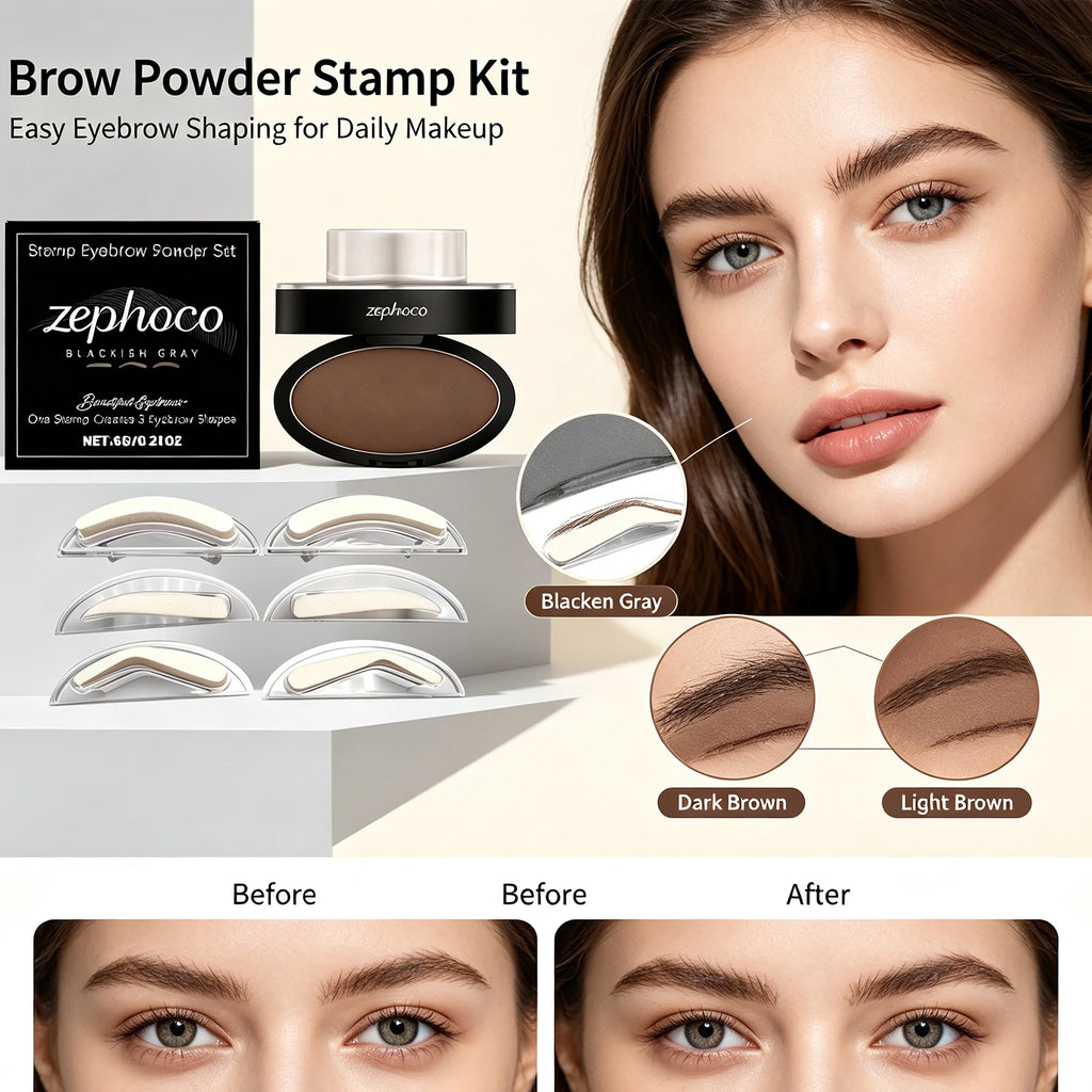 Eyebrow Stamp Waterproof Brow Powder Kit Cool Grey Black Natural Stereo Eyebrow Shaping Eye Brow Stamp Lift Eyebrow Stencil